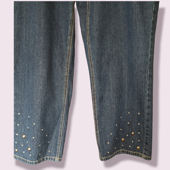 FIRST ISSUE LIZ CLAIBORNE STUDDED DENIM CAPRIS - Picture 6 of 9